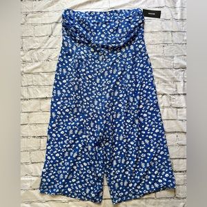 Sugarlips  plus size 2X blue and white strapless wide leg floral